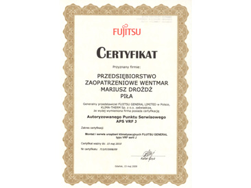 Certyfikat od Fujitsu